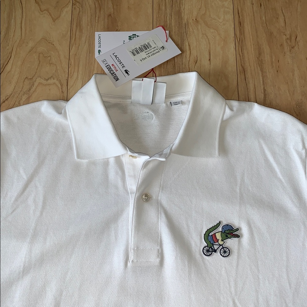 Lacoste x Netflix White Polo Shirt with Embroidered Logo - Picture 2 of 10